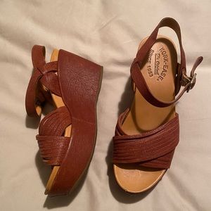 Kork Ease Adelphi Wedge Sandals size 6 brown leather